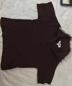 ONLY Brown Ribbed Knit Top