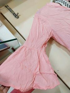 Peach Colour Shirt With Embroidery Flower Design