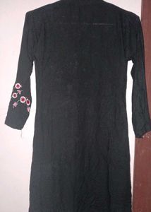 Floral Embroidered Black Dress