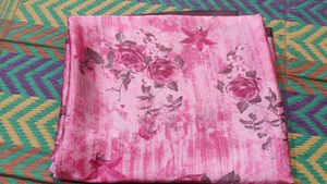 Flowers Print Satin Saree