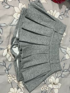 Grey Pleated Skirt