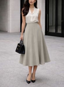 Beige Midi Skirt (Imported)