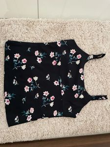 Black Floral Print Cami Top