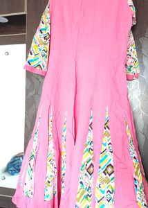 A-line Pink Beautiful Cotton Kurta