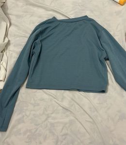 Blue Full Sleeves Crop Top