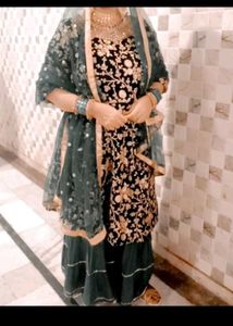 Paplum Top With Garara N Dupatta