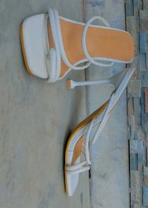 White Braided Heels