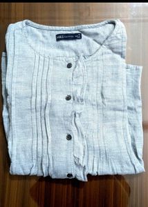 M&S Collection Gray Button Down Top