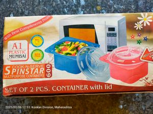 Plastic Microwavable Two Containers With Lid
