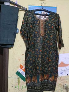 Floral Print Winter Kurta Set