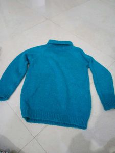 Teal Knit Turtleneck Sweater