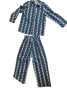 Vintage Navy &amp; White Patterned Pajama Set