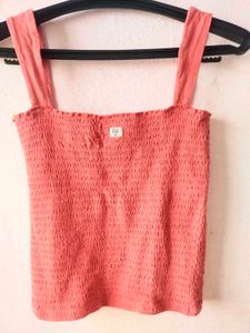 Orange Smocked Tank Top