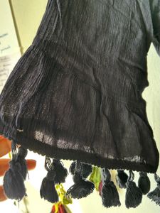 Crepe Tunic Top With Tassels