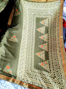 Dark Olive Green Saree