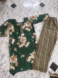 Green Floral Kurta Set