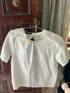 Zara White Cute Top