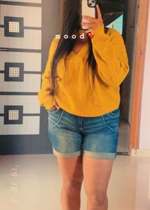 Mustard Knit V-Neck Sweater