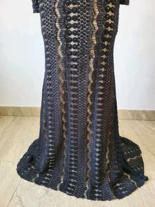 Elegant Black Lace Crochet Gown