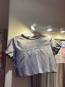 Celestial Moon Grey Crop Top