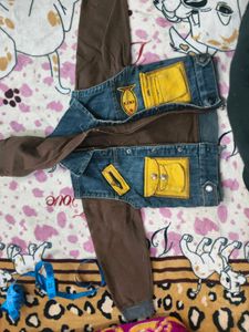 Unique Denim & Brown Layered Jacket 2-4 years