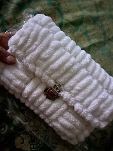 White Terry Cloth Shoulder Bag