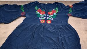 Navy Blue Embroidery Top