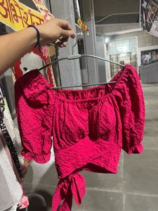 Pink Fancy Tie Up Top