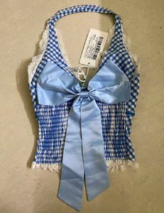 Gingham Halter Neck Top