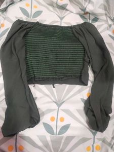 Olive Green Long Sleeve Top