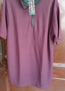 👍Maroon Polo Zip Style T-Shirt👕