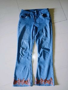 Flame Hem Flare Jeans