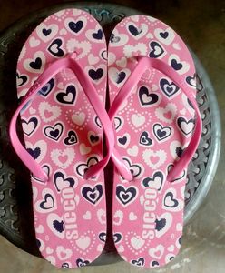 Cute Pink Heart Flip Flops