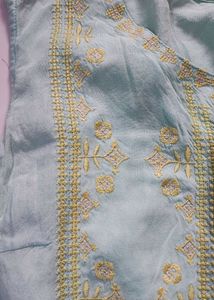 Embroidered Sea Green Peplum Top
