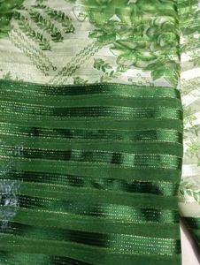 Elegant Green Floral Saree without blouse
