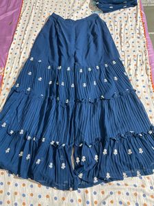 Blue Chikankari Plazoo Set