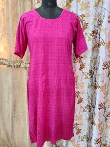 Pink Checkered Kurta