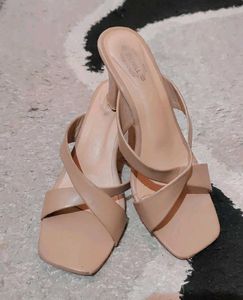Nude Criss-Cross Heeled Sandals