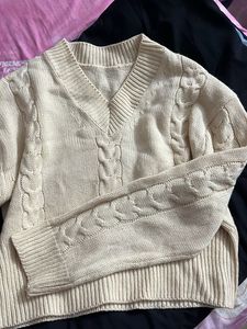 Cable Knit V-Neck Sweater