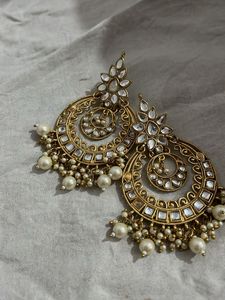 Elegant Kundan Pearl Drop Earrings