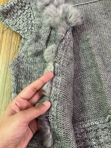 Gray Fur Knit Coat sweater for winter