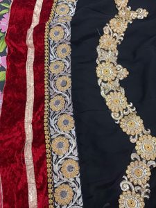 Black Georgette Long Gown With Dupatta