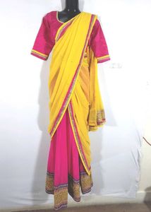 Pink And Yellow Lehenga Choli (Women's)