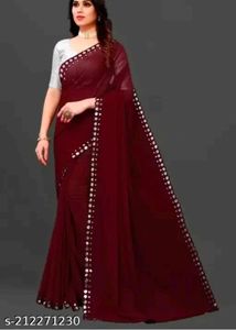 Elegant Black Mirror Work Saree