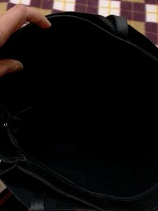 Leather Black Handbag Of Very Good Quality.