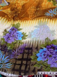 Elegant Brown &amp; Beige Floral Saree With Blooms