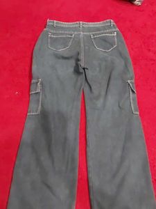 Wide Leg Cargo Black Pants