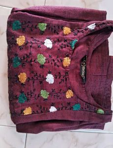 Embroidery Feeding Maroon Kurti
