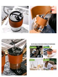 💥New Glass Tumbler Mug with Lid & Staw💥