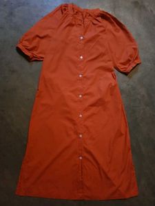 Vintage Orange Button-Front Dress